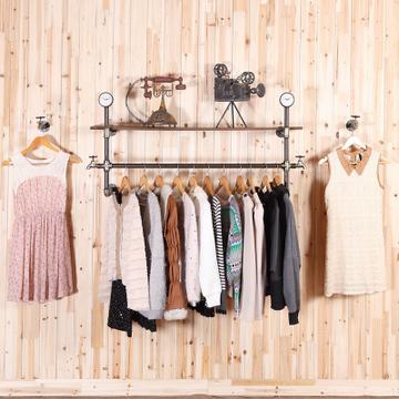 alljoy 紅寶歐式鄉(xiāng)村服裝展示架男女裝衣服架上墻壁掛復(fù)古架子做舊